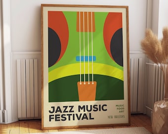 Colorful Print Vibrant Jazz Festival Poster - Perfect Wall Art for Jazz Enthusiasts and Music Lovers Ideal for Music and School Rooms