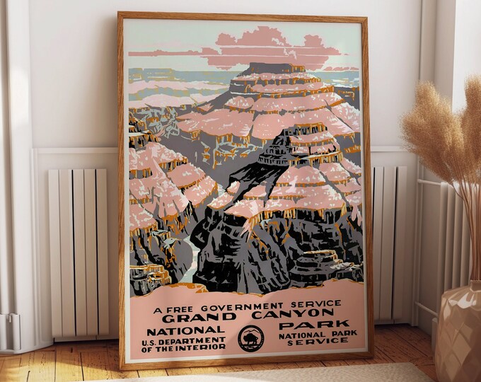 National Parks Poster Grand Canyon National Park Arizona 1937 USA Vintage Poster National Park Wall Art WPA Poster