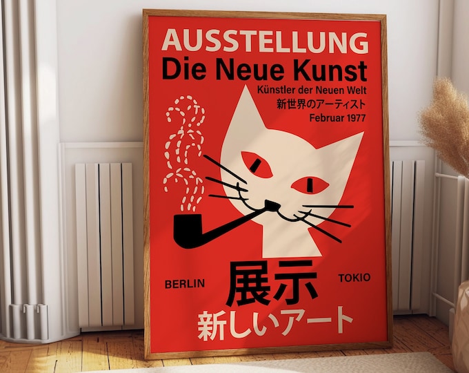 Discover the Fusion: The New Art Berlin Tokyo - German Japanese Exhibition Poster - Striking design and vibrant colors