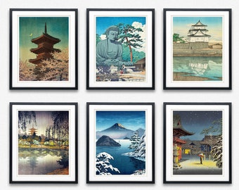 Japanese Prints Set of 6 Japanese Woodblock Prints Japanese Art Prints Enhance Your Home Decor with a Set Japanese Woodblock Giclee Prints