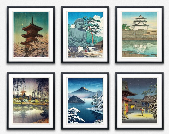 Japanese Prints Set of 6 Japanese Woodblock Prints Japanese Art Prints Enhance Your Home Decor with a Set Japanese Woodblock Giclee Prints