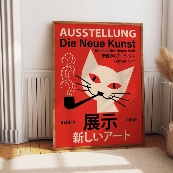 Entdecken Sie die Fusion: Die neue Kunst Berlin Tokyo - Deutsch Japanisches Ausstellungsposter - Auffallendes Design und lebendige Farben