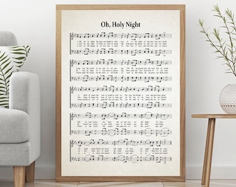 O Holy Night Hymn Sheet Christmas Carol Poster Christmas Poster Christmas Decor Oversize Christmas Art