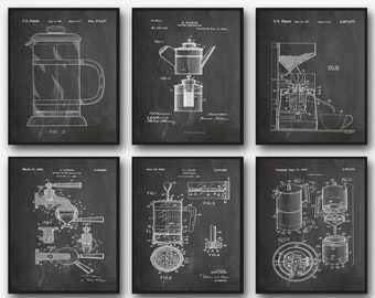 Coffee Poster Coffee Wall Art Set of 6 Coffee Patents Coffee Blueprints Coffee Art Coffee Shop Art Cafe Decor Diner Decor WB260-WB265