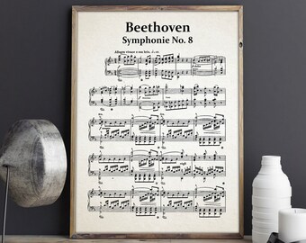 Beethoven Symphony No 8 Sheet Music Beethoven Music Gift Beethoven Decor Beethoven Wall Art Beethoven Composer Sheet Classical Music Poster