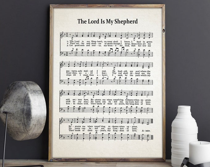 The Lord Is My Shepherd Hymn Sheet Hymn Music Sheet Posters Hymn Poster Hymn Prints Psalm Print Psalm Gift Christian Gift for Church Poster