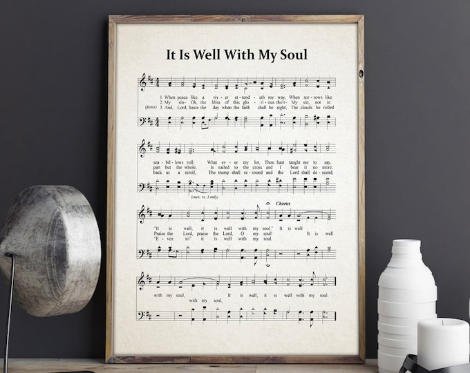 It Is Well With My Soul Hymn Sheet Music Hymn Sheet Decor Music Sheet Print Music Sheet Poster Sheet Music Wall Art Church Music Church Gift