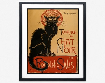 Chat Noir QUALITY Canvas Art Print Vintage Cat Poster Steinlen