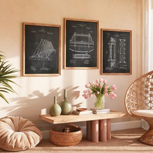 Technische Exzellenz: 3er Set Bridge Design Blueprint Patent Wandposter - Brückenwandkunst für Enthusiasten - Poster, gerahmter Druck