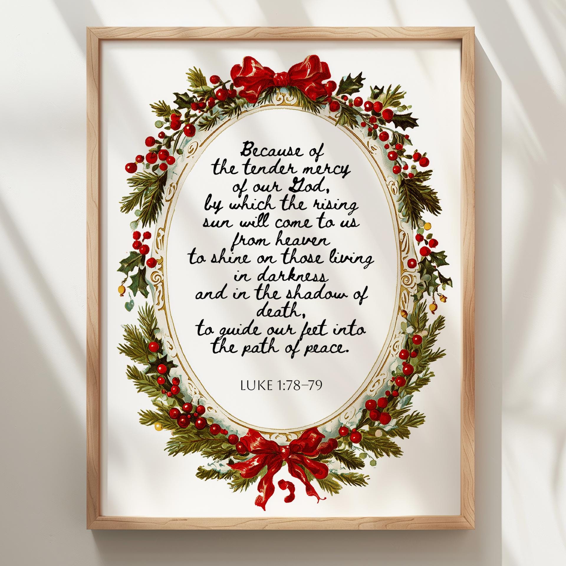 Luke 1 78–79 Bible Verse Art Print: Christmas Mercy and Peace Wall ...