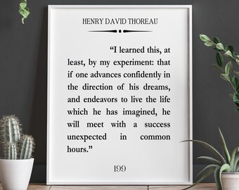 Thoreau Quote Walden Quote Walden Book Art Uncommon Hours Quote Henry David Thoreau Book Success Quote Graduation Gift Graduation Poster