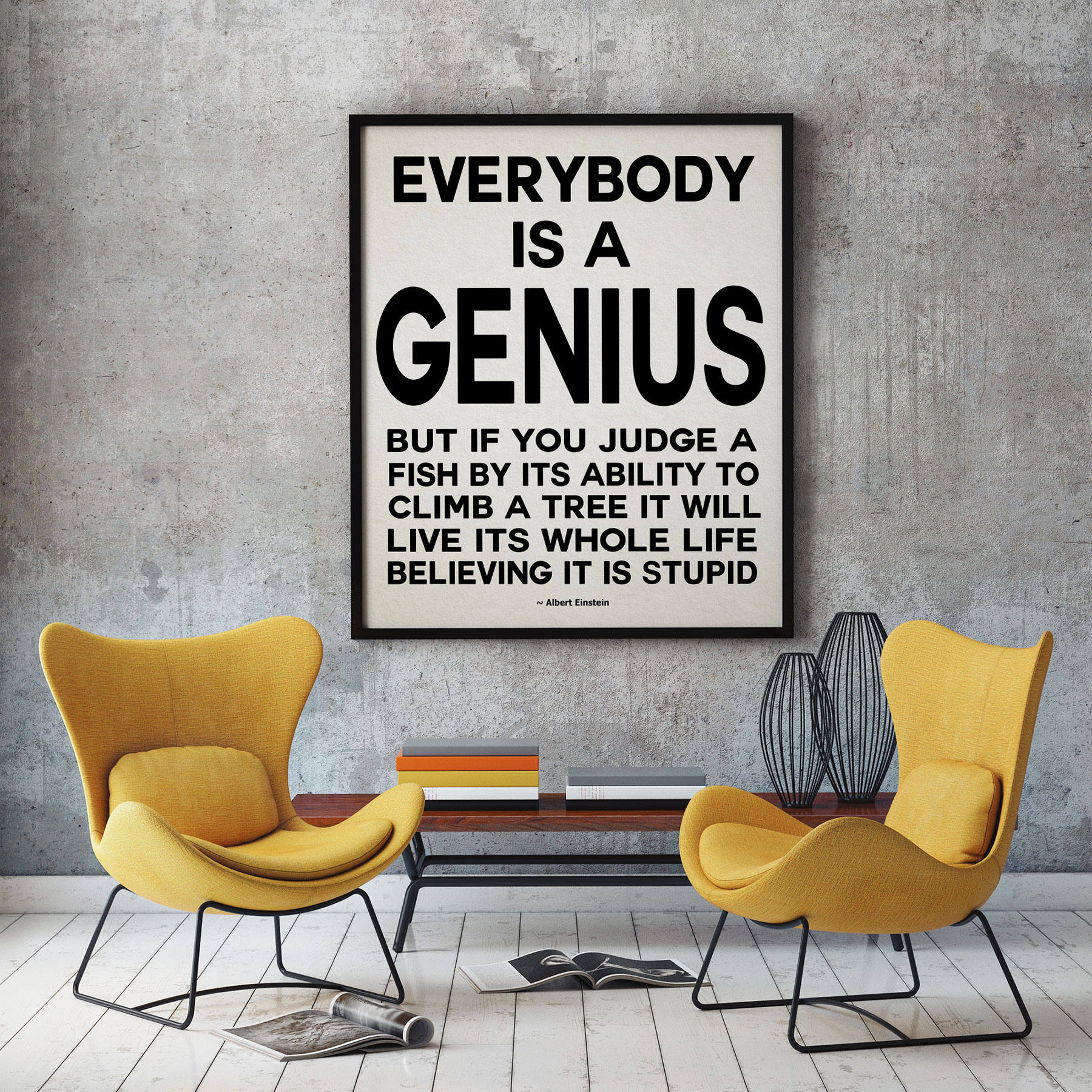 Albert Einstein Quote Everyone Is A Genius Quote Geek Poster Etsy