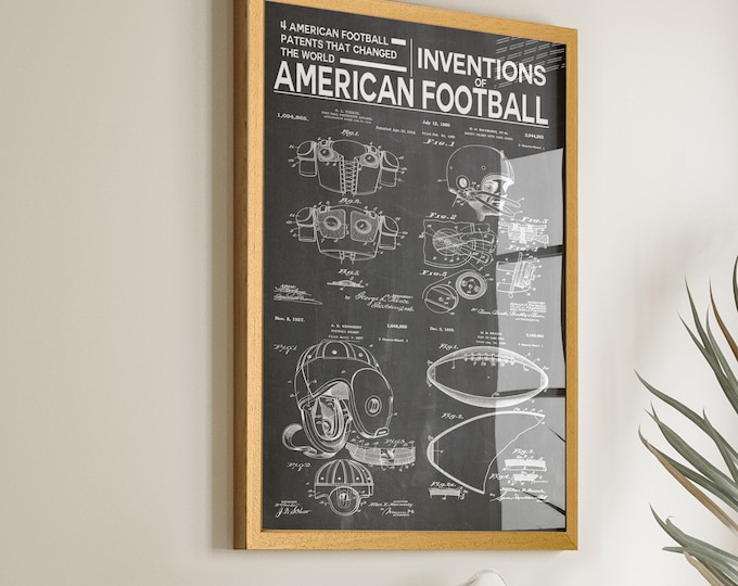 American Football Patent Posters - Unique Wall Decor for Football Enthusiasts - Ideal Sports Room Decoration and Gift - Win31