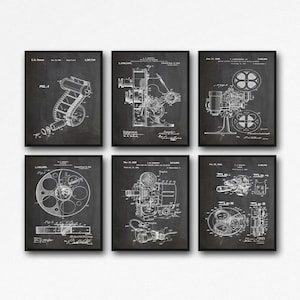 Home Theater Decor Cinema Decor Set of 6 Movie Patent Posters