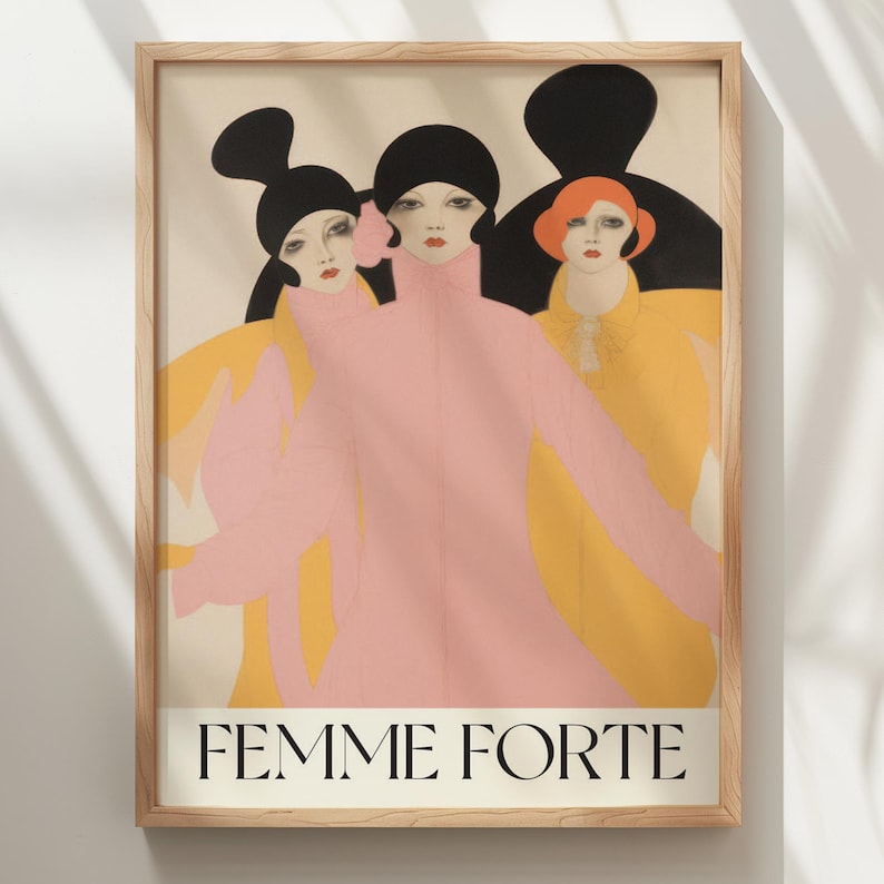 Art Deco-tryck med starka kvinnor: Modeillustration, stärkande väggkonst bild 7