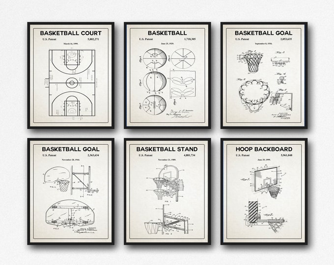 Basketball Christmas Gift for Basketball Player Set of 6 Prints