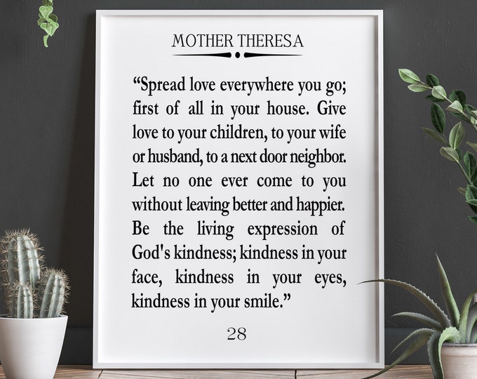 Mother Theresa Quote Spread Love Quote Love Print