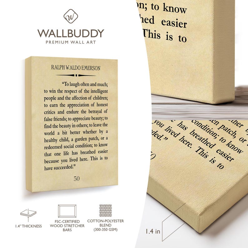Ralph Waldo Emerson Zitat Print: Oft und viel lachen - Wandkunst Bild 6