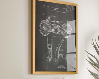 Ride in Style: 1924 Harley Davidson Patent Poster - Perfect Motorcycle Man Cave Room Decor & Ideal Gift for Harley Enthusiasts  - WB303
