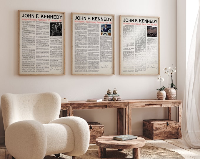 JFK Set of 3 Speeches Posters of Famous Presidential Addresses