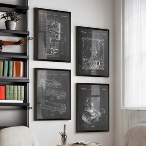 El sueño de los entusiastas de la tecnología: conjunto de 4 carteles de patentes de componentes informáticos: decoración de pared ideal para habitaciones de geeks, profesionales de TI y amantes de las computadoras - WB160