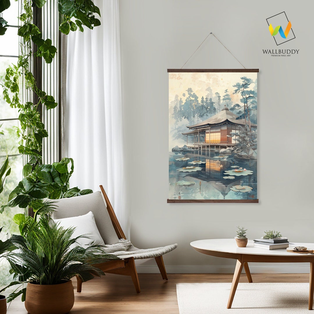 Japanese Zen Garden Wall Hanging Lake Scene Oriental Art asian Serenity ...