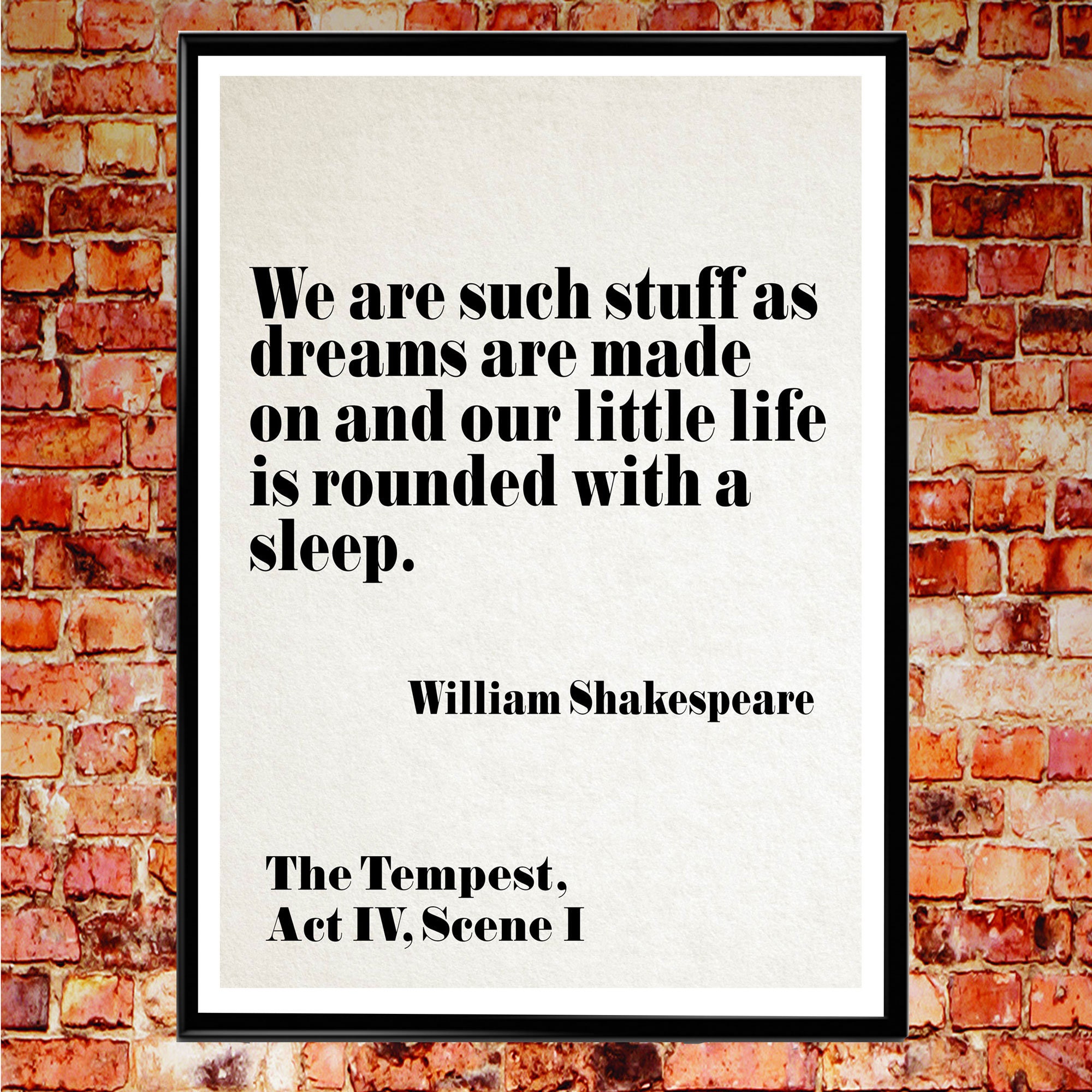 Literary Print 'We Are Such Stuff As Dreams Are Made Etsy