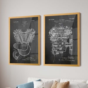 Set di 2 brevetti per motori per motociclette - Decorazione da parete perfetta e regalo per gli appassionati di motociclette - Guida con stile: Decorazione ideale per Bikers Club - WB302-307