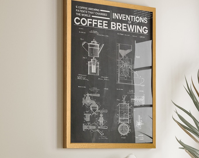 Unleash Your Inner Barista: Coffee Brewing Patent Posters - Inventions of Coffee Brewing Prints - Unique Cafe Wall Decor - Win53