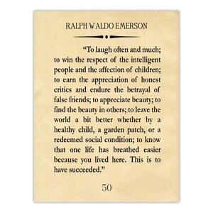 Ralph Waldo Emerson Zitat Print: Oft und viel lachen - Wandkunst Parchment