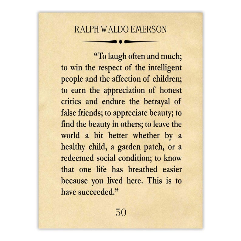 Ralph Waldo Emerson Zitat Print: Oft und viel lachen - Wandkunst Parchment