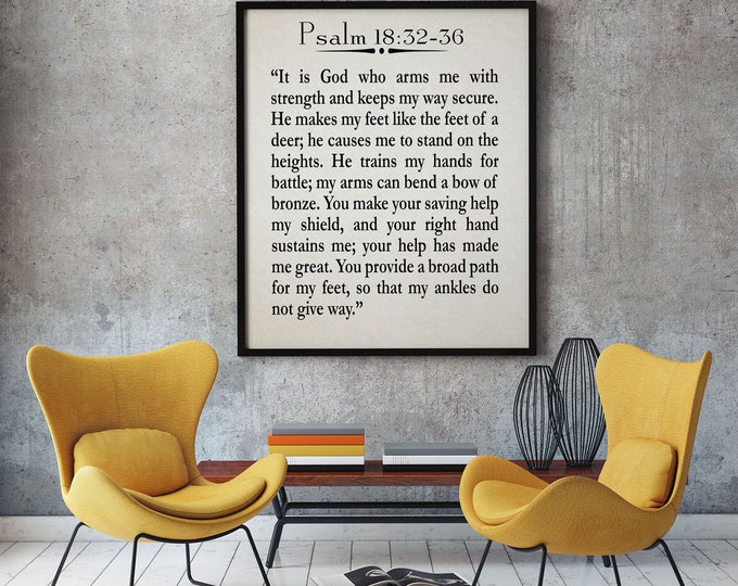 Psalm 18:23-36 Psalm Quote Bible Decor Bible Wall Art Psalm Gift for Christian Posters Christian Prints Scripture Decor Scripture Wall Art