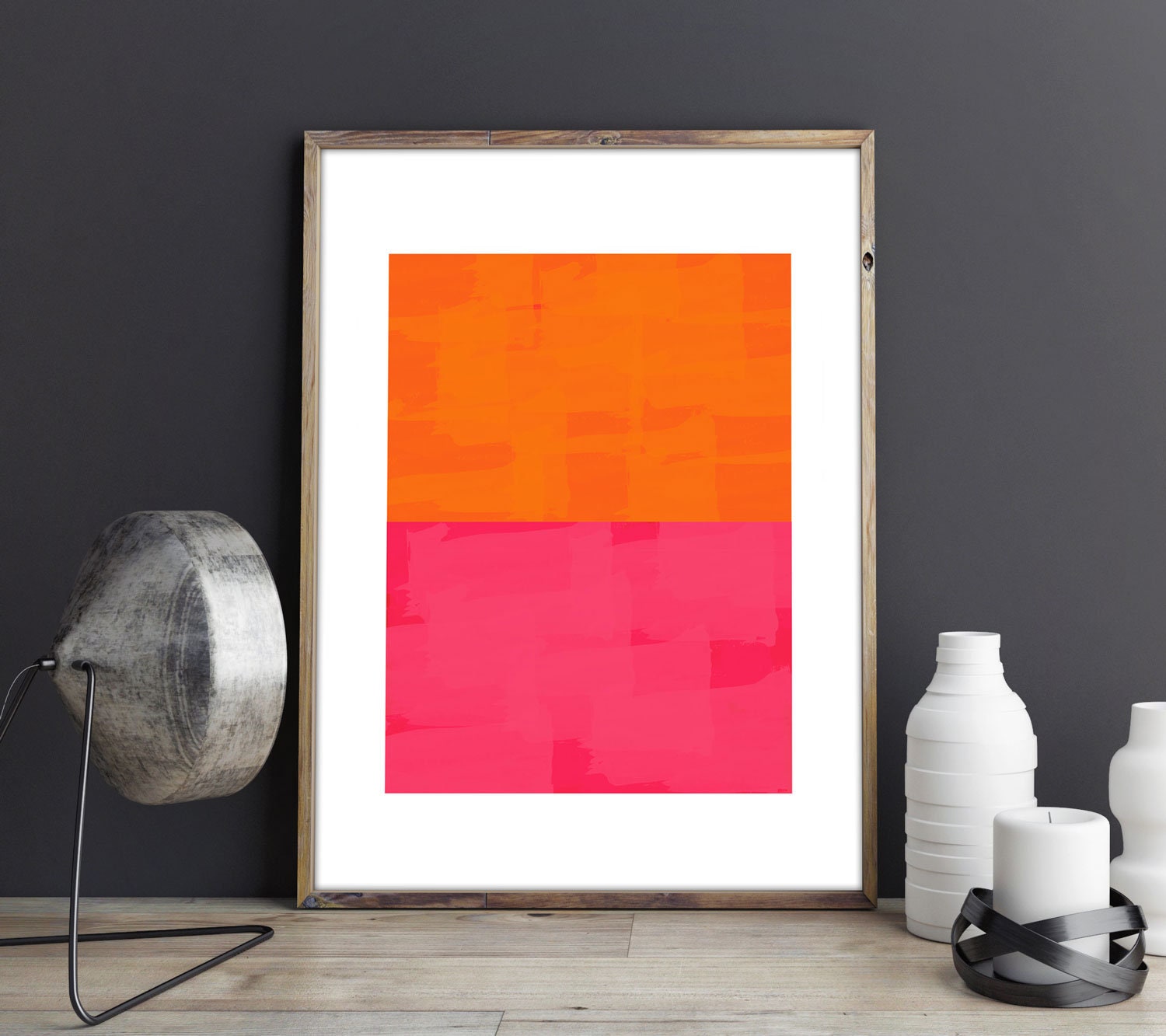 Abstract Burnt Orange and Pink Abstract Wall Art