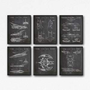 Bat Superhero Bat Posters Man Set of 6 Bat Themed Comic Movie Patent - Poster, Print