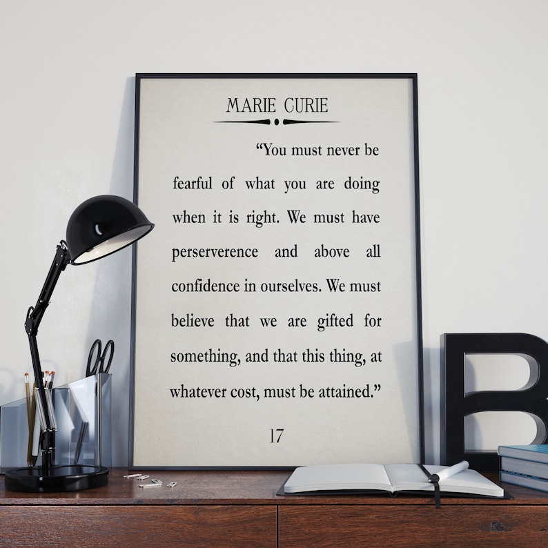 Marie Curie Quote Scientific Girl Quote Science Poster