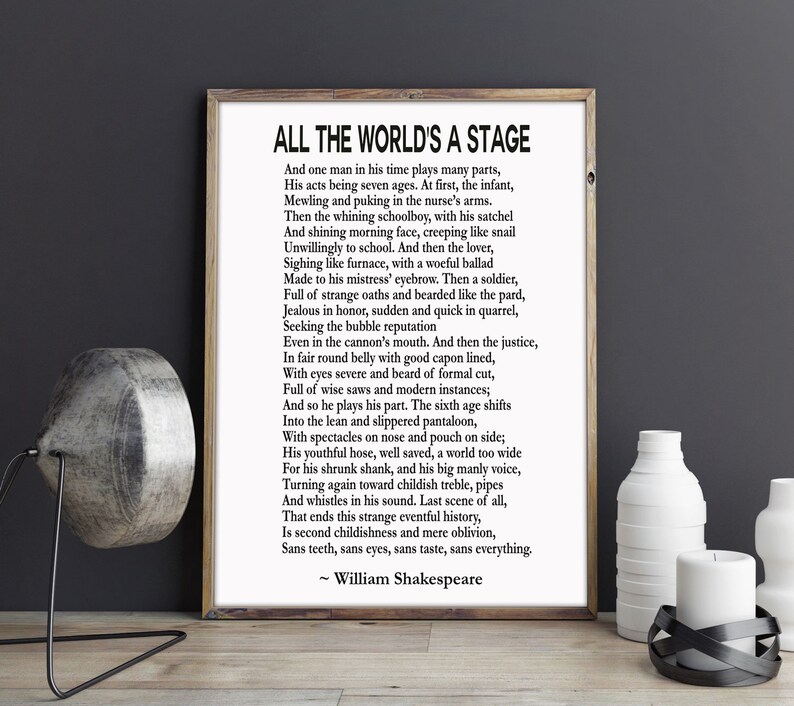 All the worlds a stage by william shakespeare as you like it etsy