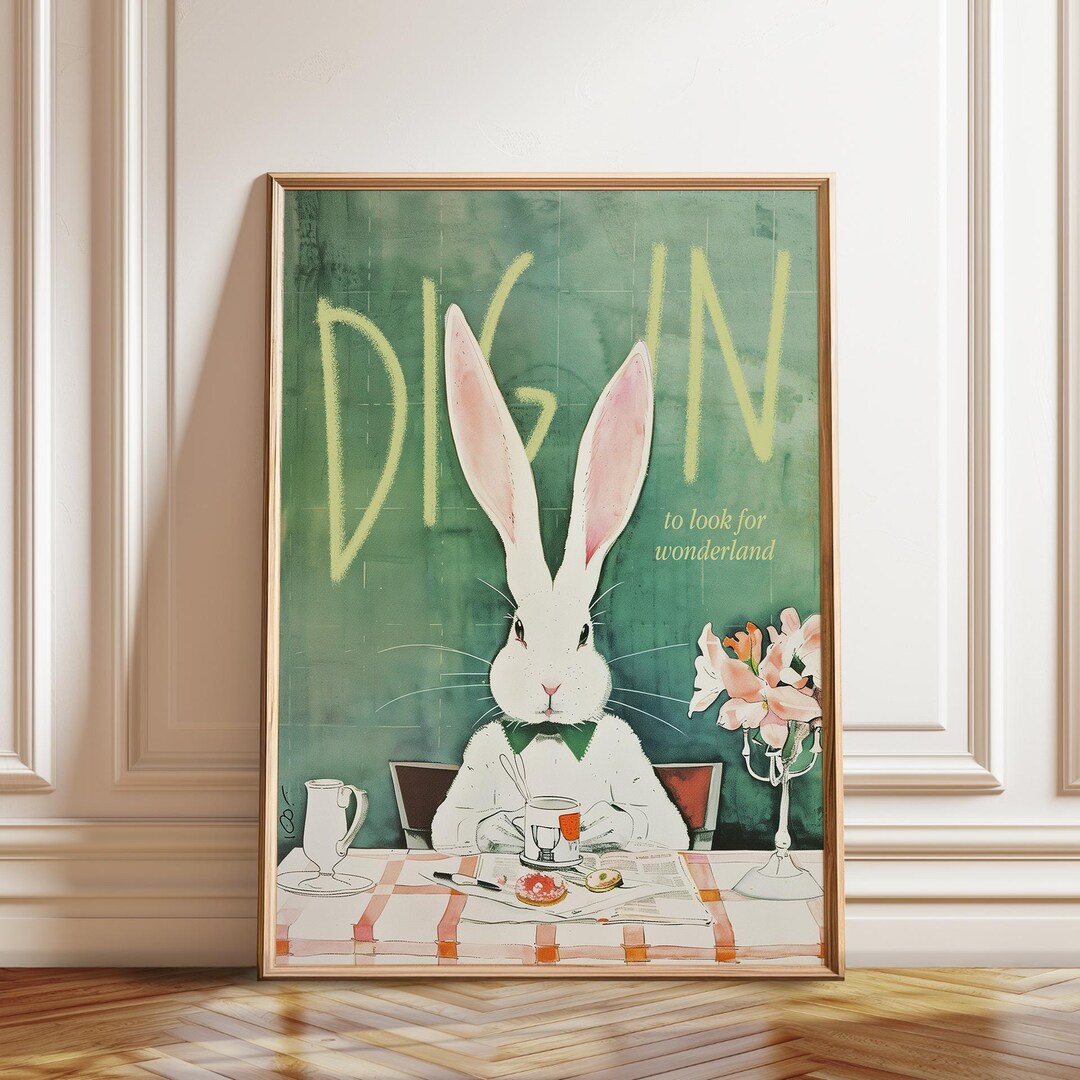 Rabbit Tea Party Print - Animal Tea Party Childres's Room Decor - Alice ...