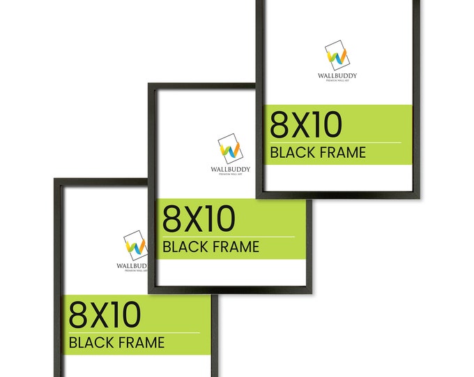 Set of 3 Thin Black Frames 8x10 Inches Handmade Black Wooden Frames with Thin Profile Elegant and Modern Frame For Contemporary Art