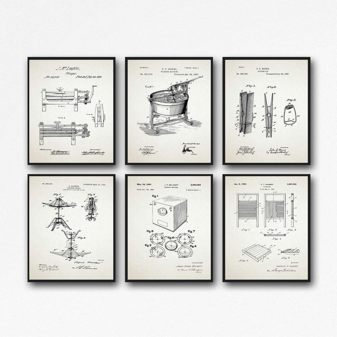 Laundry Room Decor Laundry Wall Art Set of 6 Laundry Room Prints WB489