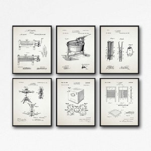 Laundry Room Patent Art Prints - Vintage Laundry Decor Set of 6