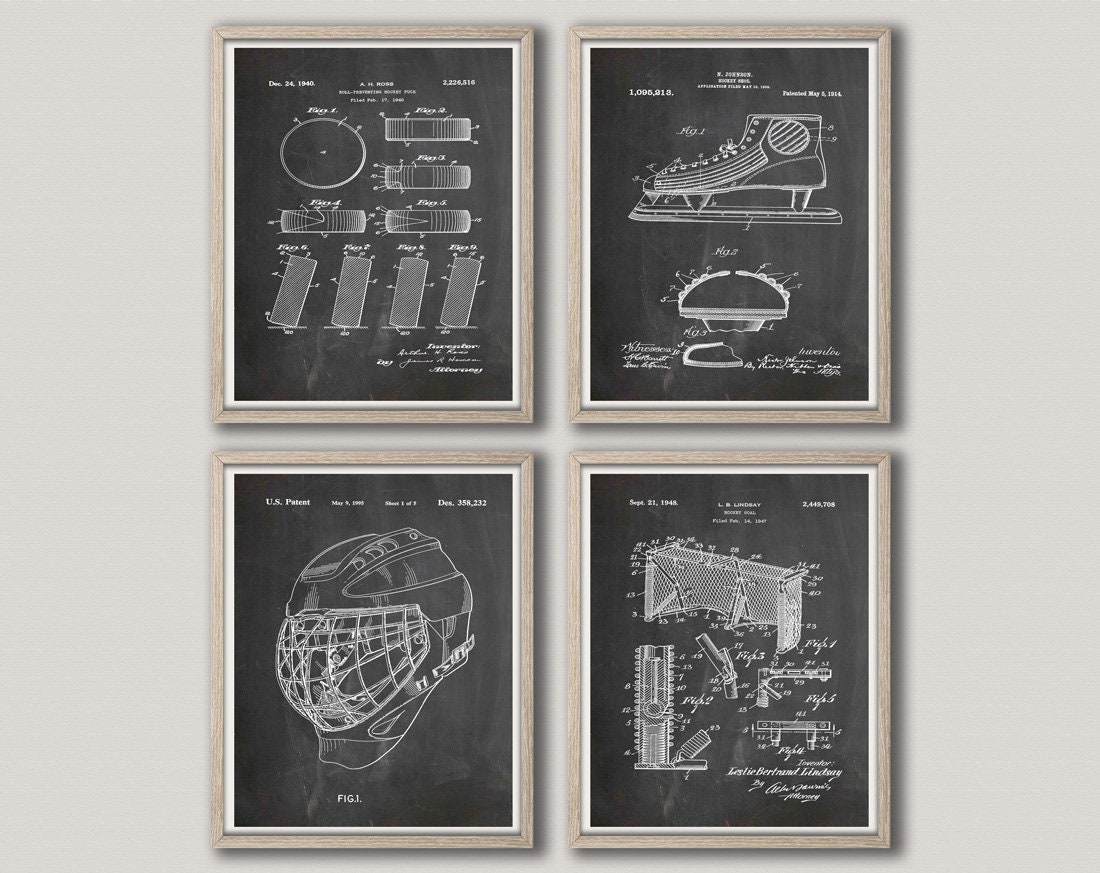 Ice Hockey Prints Set of 4 Ice Hockey Posters Ice Hockey Poster Ice
