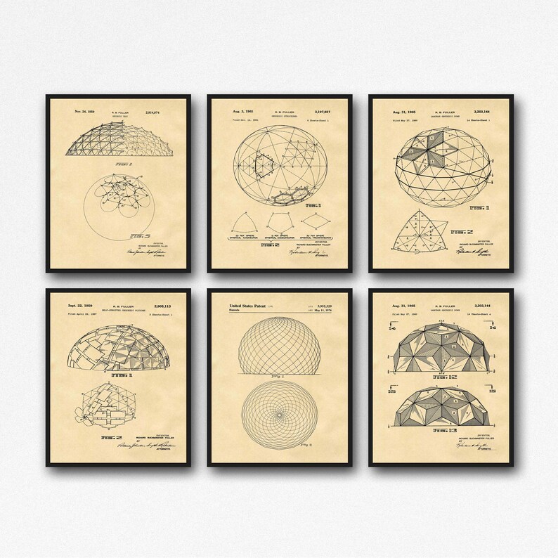 Impresiones de ingeniería Estructuras de domos geodésicos Arte mural de ingeniería Parchment