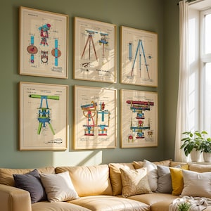 Contemporary Surveyor Patent Prints - Set of 6 Colorful Modern Wall Art for Design Enthusiasts Modern Style Patent - Poster, Framed Print
