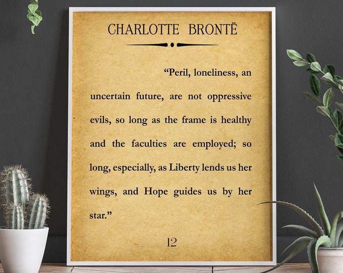 Charlotte Bronte Quote Charlotte Bronte Book Page Quote Book Quote Wall Art Book Quote Poster Book Wall Art Book Page Print Book Print