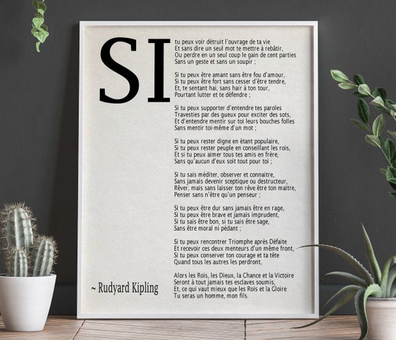 Si Par Rudyard Kipling Poeme En Francais Etsy
