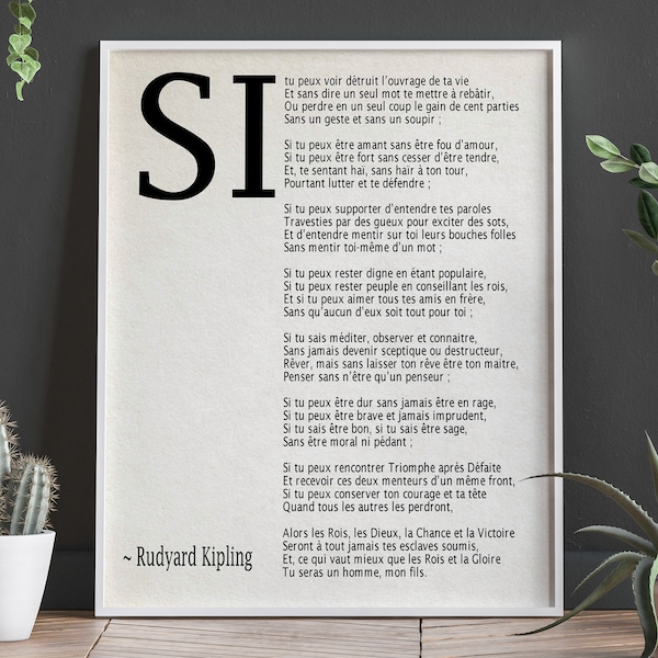 WallBuddy Si par Rudyard Kipling Poème en Français (40,6 x 50,8 cm
