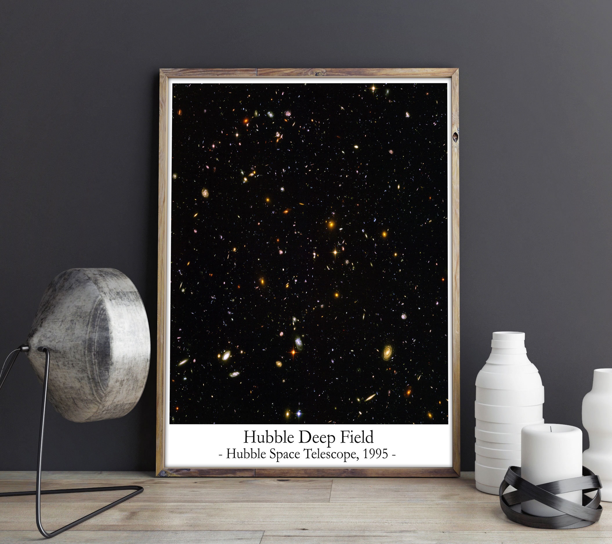 Pale Blue Dot Earthrise and Hubble Deep Field Set of 3 Space Wall Art