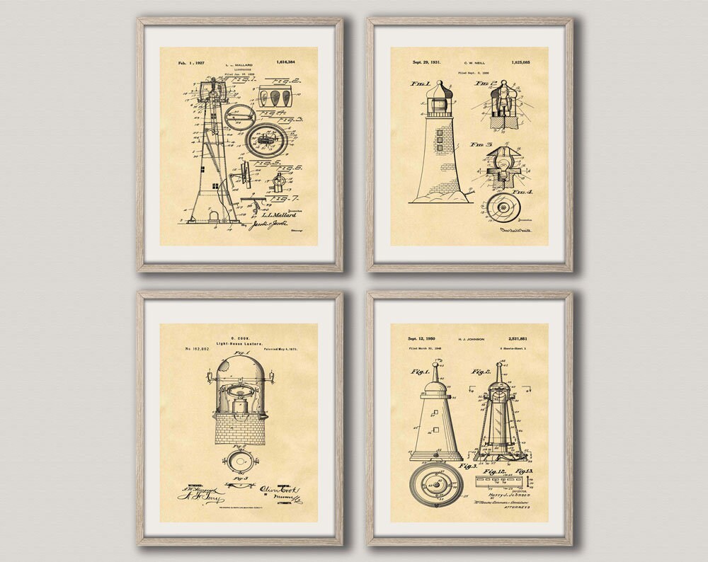 Lighthouse Prints Set of 4 Lighthouse Posters Lighthouse Wall Art