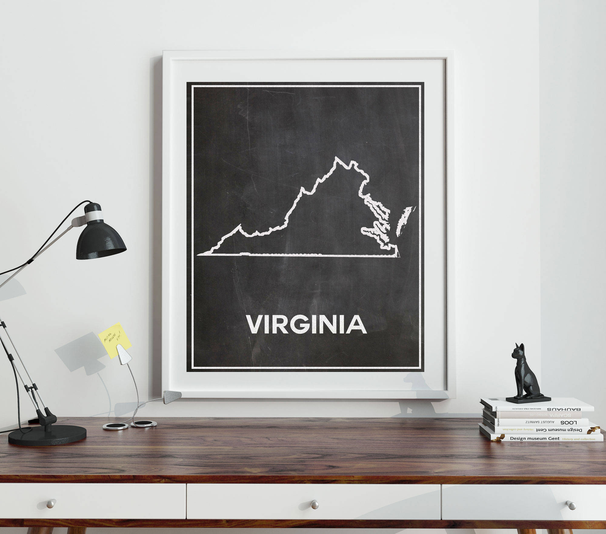 Map Of Virginia Chalkboard Map Virginia Map Art Print Virginia