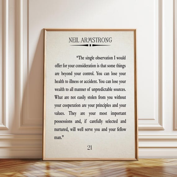 Neil Armstrong Integrity Quote Print: Philosophical Wall Art